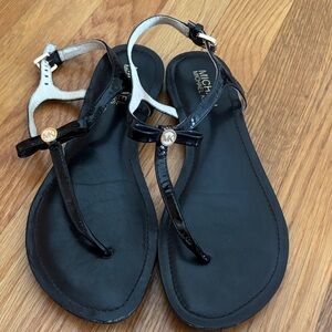 Michael Kors Black Sandals Minimalist Thong Design